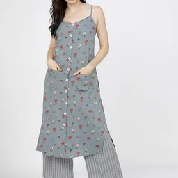 Vishudh Women Grey & Red Printed Panelled Kurta With Palazzos-picture-10
