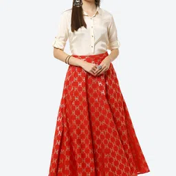 Rangriti Women Red Top with Skirt-picture-10