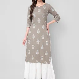 KALINI Women Grey Ethnic Motifs Printed Kurta with Skirt-44