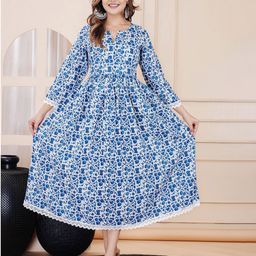 FASHION MIRROR Floral Printed V-Neck Maternity Anarkali Kurti-image-47