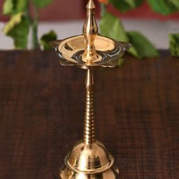 Craftvatika Gold-Toned Fancy Kerala Diya Oil Lamp Stand  For Puja Diwali-image-21
