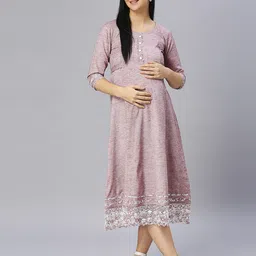 DUMMY SHAPE Fit and Flare Maternity Cotton Ethnic Dress-55