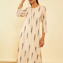 Soch Ikat Printed Mandarin Collar Cotton Kurta-20