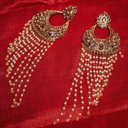 PANASH Gold-Plated Crescent Shaped Chandbalis Earrings-1
