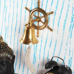 Golden Brass Vintage Shipwheel Door Bell Military Decor Showpiece by Exim Decor-picture-40