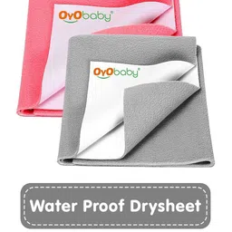 OyO Baby Infants Grey & Pink 2 Pieces Cotton Baby Baby Bed Protector-4