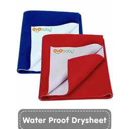 OyO Baby Infants Royal Blue & Red 2 Pieces Cotton Waterproof Bed Protector-27