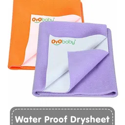OyO Baby Infants Orange & Lavender-Coloured 2 Pieces Cotton Baby Baby Bed Protector-image-54
