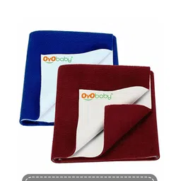 OyO Baby Infants Navy Blue & Maroon 2 Pieces Cotton Baby Baby Bed Protector-image-33
