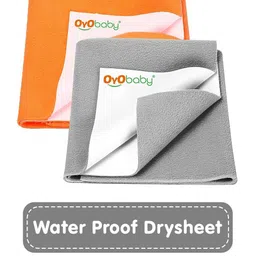 OyO Baby Infants Grey & Orange 2 Pieces Cotton Baby Baby Bed Protector-5