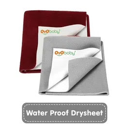 OyO Baby Infants Maroon & Grey 2 Pieces Cotton Baby Baby Bed Protector-3