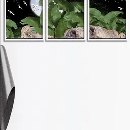 SAF 3-Pcs Black & Green Abstract Painting Wall Art-20