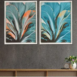 Art Street Set Of 2 Blue & Grey Abstract Framed Canvas Wall Art-15
