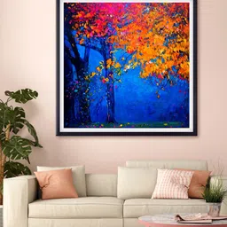999Store Blue & Yellow Abstract Tree Printed Canvas Wall Art-7