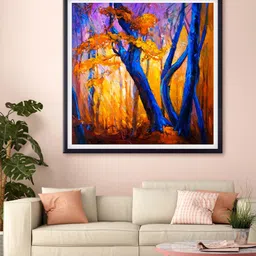 999Store Yellow & Blue Abstract Tree Printed Canvas Wall Art-23