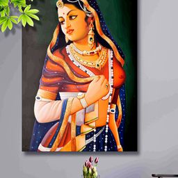SAF Beige & Green Traditional Painting Canvas Wall Art-10