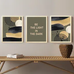 Art Street Beige & Green 3 Pieces Modern Boho Motivational Quotes Painting Wall Art-image-92
