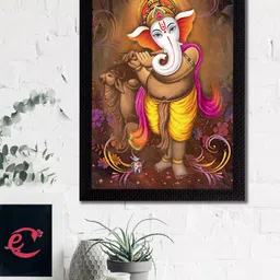 eCraftIndia Yellow & Brown Lord Ganesha Satin Matt Texture UV Wall Art-picture-26