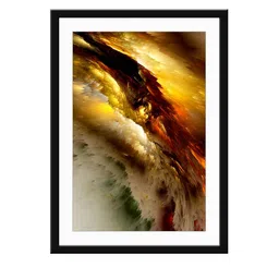 999Store Yellow & Rust-Coloured Abstract Painting Printed Framed Wall Art image 2