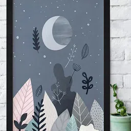 Gallery99 Grey Moon And Tree Textured Paper Wall Art image 2