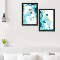 eCraftIndia Set of 2 Watercolour Background With Triangle Art Paintings image 2