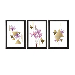 eCraftIndia Set of 3 Abstract Triangle Satin Matt Texture Art Painting image 3