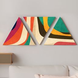 Art Street Red & Green 3 Piece Canvas Abstract Wall Paintings-image-72