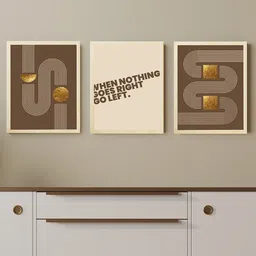 Art Street Beige and Brown 3 Pieces Motivational Quote Painting Wall Art-image-49