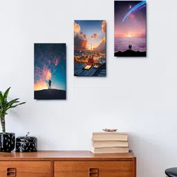 999Store Set Of 3 Moon Love Couple Night Sky Framed Wall Arts-image-56