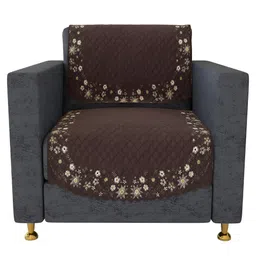 Kuber Industries Brown 4 Pieces Velvet Sofa Cover-86