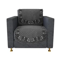 Kuber Industries Grey 4 Pieces Velvet Sofa Cover-41
