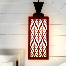 Gojeeva Red Wood Square Shaped Wall Lamp-71