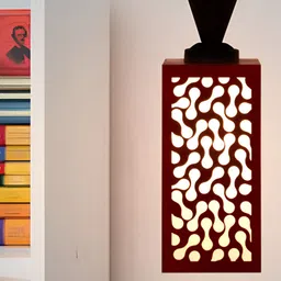 Gojeeva Red Wood Square Shaped Wall Lamp-74