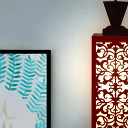 Gojeeva Red Wood Square Shaped Wall Lamp-37