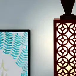 Gojeeva Red Wood Square Shaped Wall Lamp-58