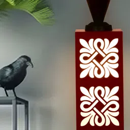 Gojeeva Red Wood Square Shaped Wall Lamp-19
