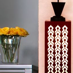 Gojeeva Red Wood Square Shaped Wall Lamp-7