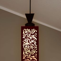 Gojeeva Red Wood Square Shaped Wall Lamp-4