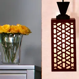 Gojeeva Red Wood Square Shaped Wall Lamp-63