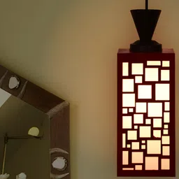 Gojeeva Red Wood Square Shaped Wall Lamp-53