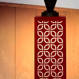 Gojeeva Red Wood Square Shaped Wall Lamp-38