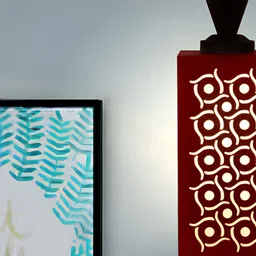 Gojeeva Red Wood Square Shaped Wall Lamp-33