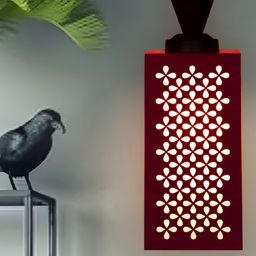 Gojeeva Red Wood Square Shaped Wall Lamp-47