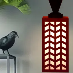 Gojeeva Red Wood Square Shaped Wall Lamp-87