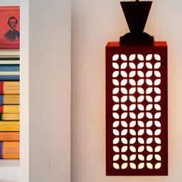 Gojeeva Red Wood Square Shaped Wall Lamp-72