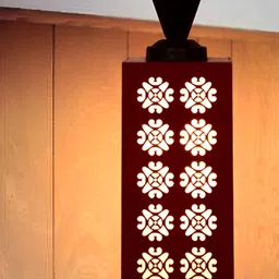 Gojeeva Red Wood Square Shaped Wall Lamp-69