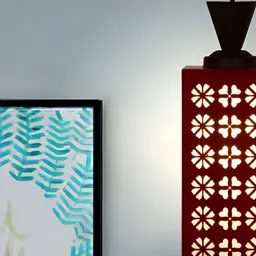 Gojeeva Red Wood Square Shaped Wall Lamp-54