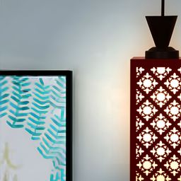 Gojeeva Red Wood Square Shaped Wall Lamp-59