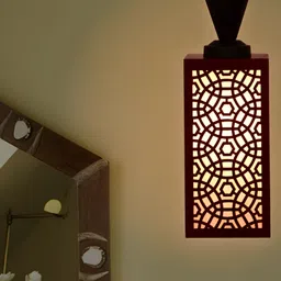 Gojeeva Red Wood Square Shaped Wall Lamp-34