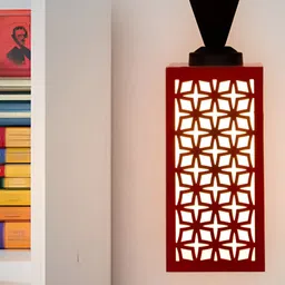 Gojeeva Red Wood Square Shaped Wall Lamp-50